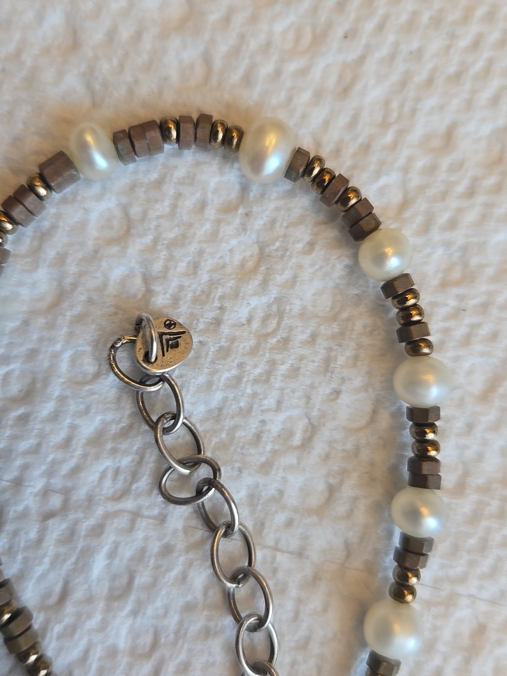 Silpada N1894 Go Coastal Pearl Brass and SS Necklace - Picture 2 of 3
